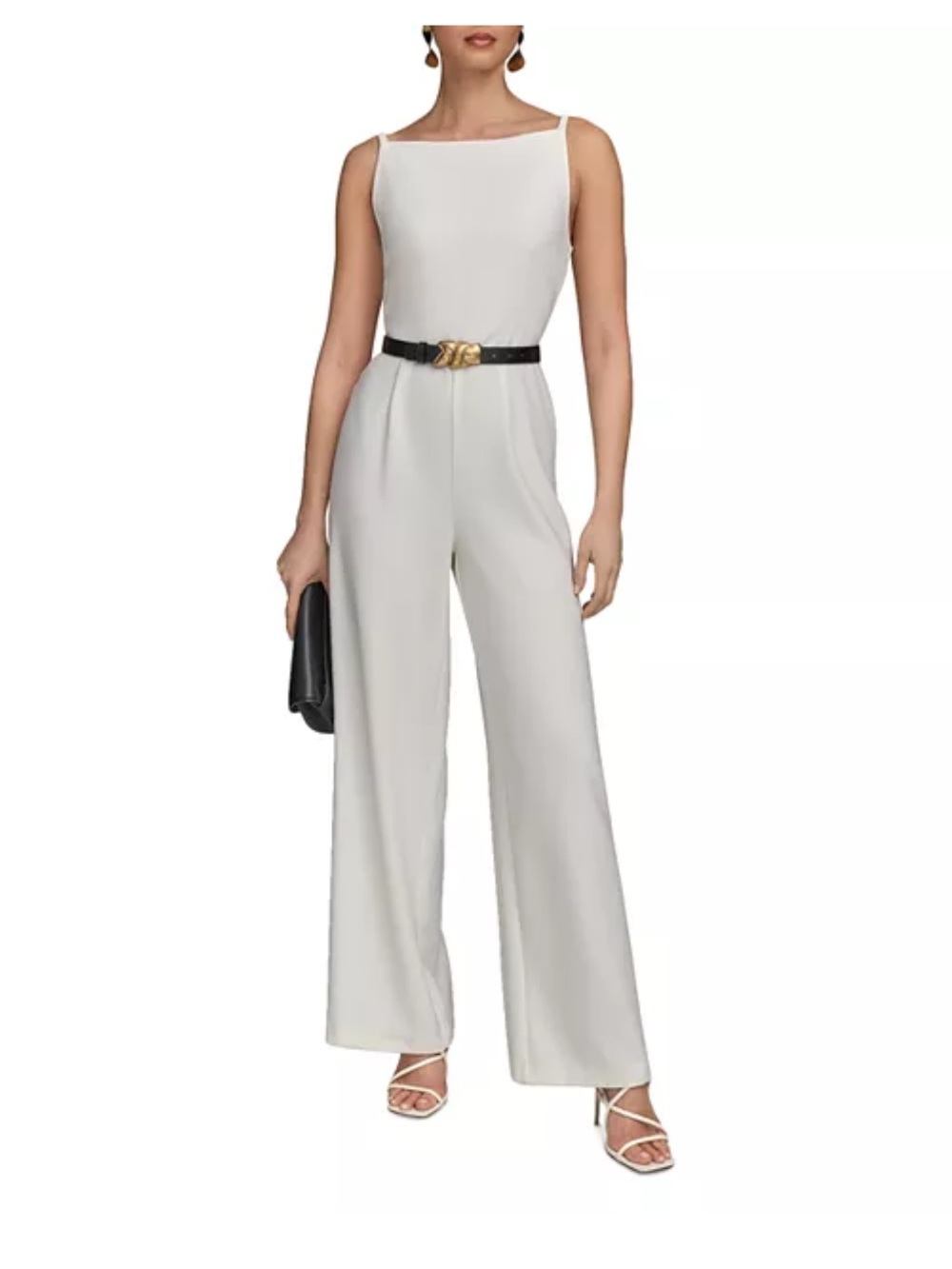 Donna Karan Cady ivory Crepe Jumpsuit Sz 6 NWT
